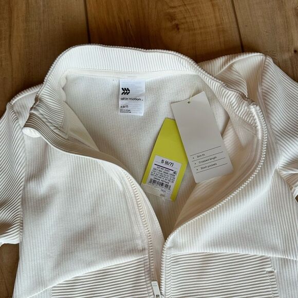 NWT All in Motion Girls Cozy Knit Full Zip Ribbed Jacket Ivory-Cream Small (6/7) - Picture 7 of 13